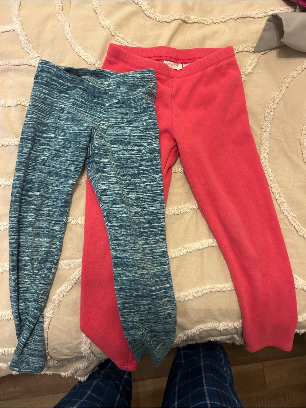 Old Navy Girls 2-Pack Leggings - Coral Pink & Teal Marled
